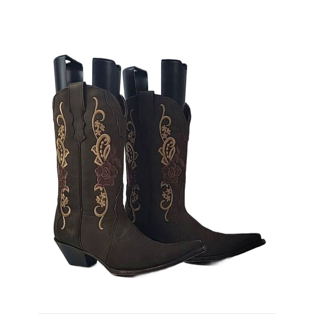Forastero flowered Leather Cowboy Women's Western Boots‎